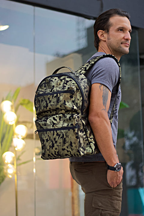 STEEL Leather Bag Backpack in Luxury Green Camo - Limited Ed