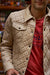 TENNESSEE Fancy Trucker Jacket in Raw Code Quilted Leather - Beige  -