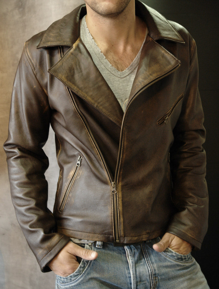 Rebel DK Leather Jacket Cafe Racer Distressed Brown– PDCollection ...