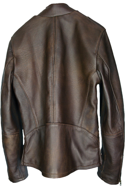 LOTUS Leather Jacket Classic Cafe Racer Motorcycle - Dark Brown - PDCollection Leatherwear - Online Shop