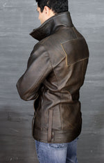 GHOST Leather Jacket Distressed Brown Mid-Length - PDCollection Leatherwear - Online Shop