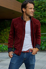 LAFAYETTE DB Leather Jacket Bomber lightweight - Suede- Mahogany