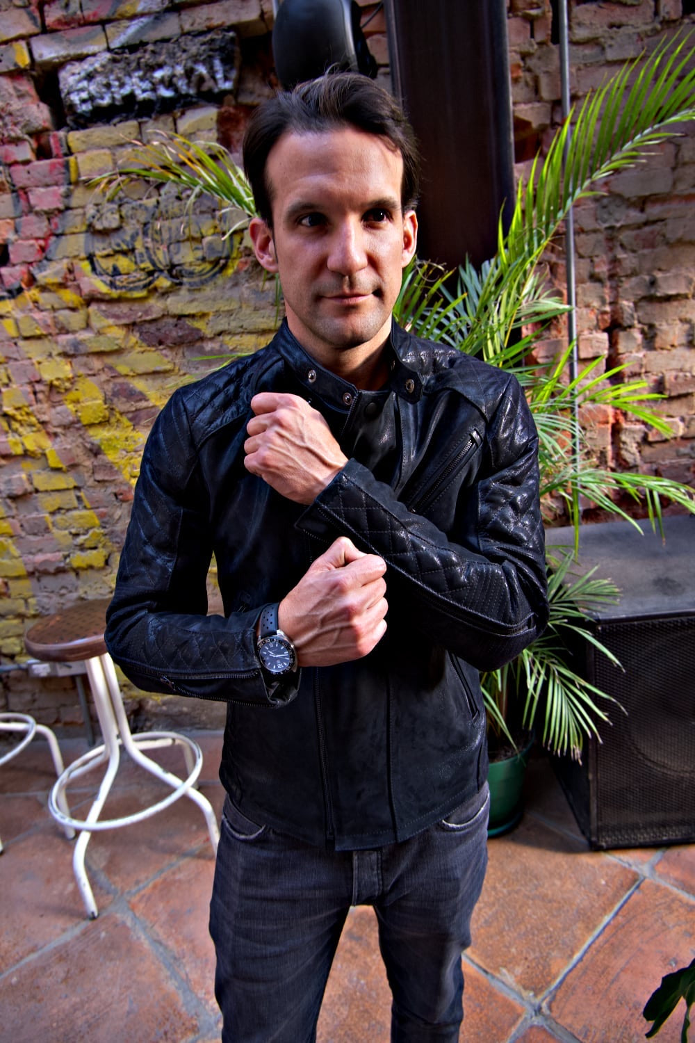 LOTUS RK Leather Jacket Satin Black on Black Bison Nubuck