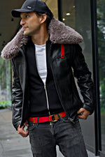 SOL WD Leather Jacket - Winter Ed Black - Oversized Shearling Collar