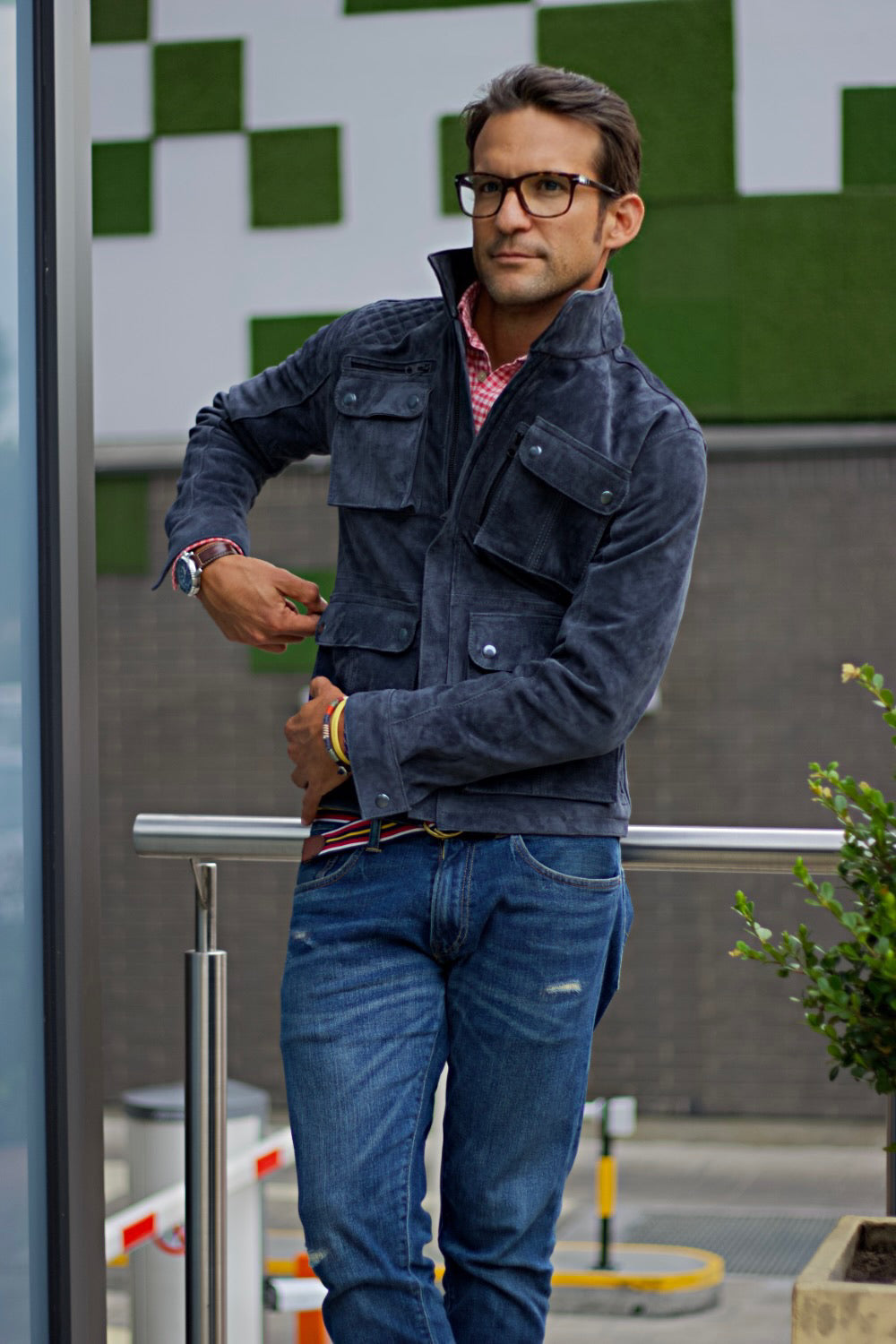 FIELD FR SH Leather Jacket Dark Grey  - Nubuck Suede - Short Length
