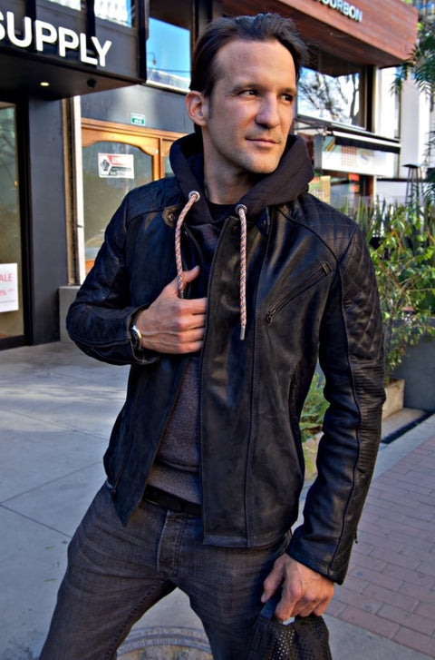 LOTUS RK Leather Jacket Satin Black on Black  - Bison Nubuck  -