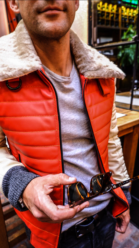 MAR LE Leather Jacket - Limited Edition - Orange - Beige
