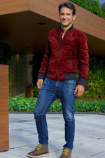 LAFAYETTE DB Leather Jacket Bomber lightweight - Suede- Mahogany