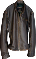 R79 Leather Jacket Distressed Brown Vintage Fit - Motorcycle Cafe Racer - PDCollection Leatherwear - Online Shop