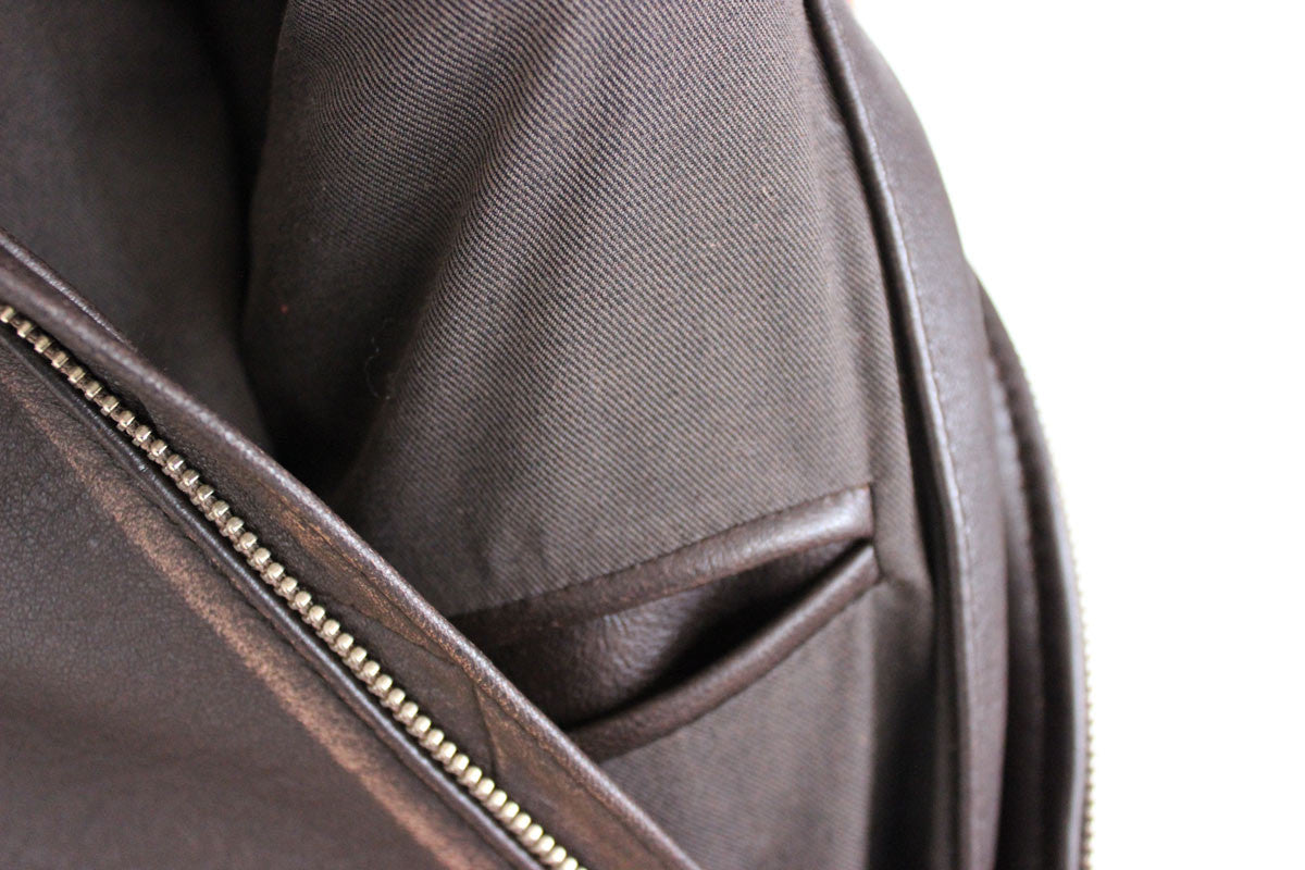 CARRERA Leather Jacket Cafe Racer Stripes Motosport  - Brown - PDCollection Leatherwear - Online Shop