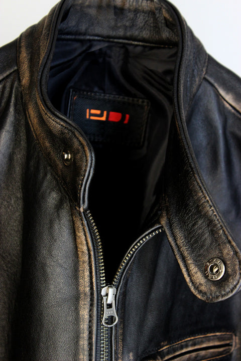 R79 Leather Jacket Distressed Black Vintage Fit - PDCollection Leatherwear - Online Shop