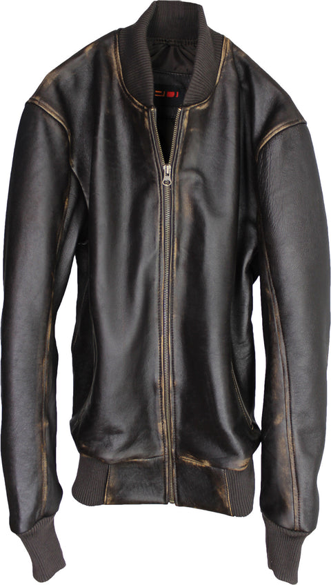VERMONT Leather Jacket Bomber  - Distressed Dark Brown - PDCollection Leatherwear - Online Shop