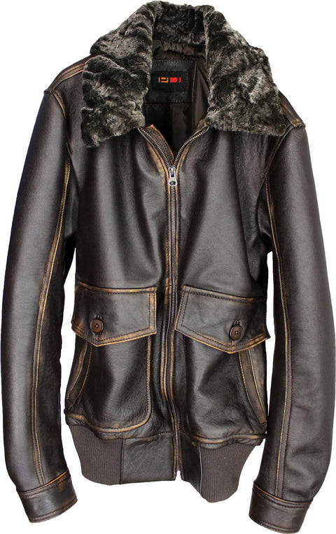 BELL 59 Leather Pilot Jacket Shearling  Distressed Dark Brown - PDCollection Leatherwear - Online Shop